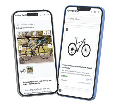 Mobila marknadsplatsannonser för cykelutrustning